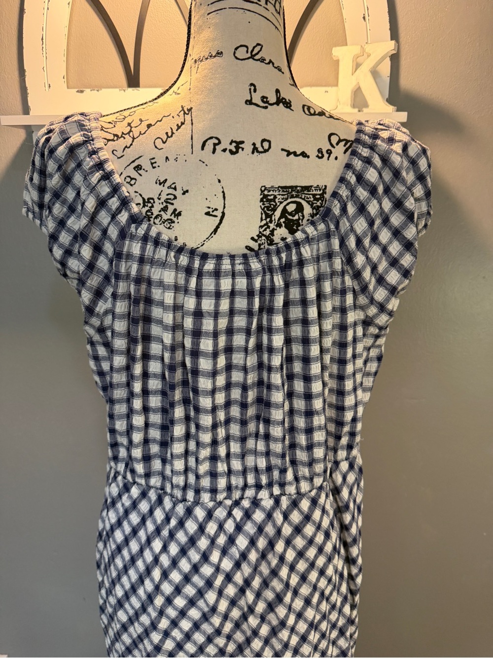 UNIVERSAL THREAD NAVY & WHITE GINGHAM MAXI DRESS SZ XXL - Picture 5 of 8